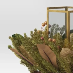 9" Hexagonal Pillar Glass Christmas Candle Holder With Mixed Faux Greenery - Wondershop™ -Christmas Supplies Store GUEST 00ca79b6 e81e 4389 a712 d6b5fd4e591e