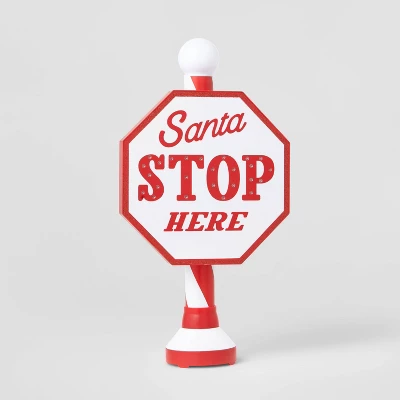 Santa Stop Here LED Tabletop Sign Red/White - Wondershop™ 3 Santa Stop Here LED Tabletop Sign Red/White - Wondershop™