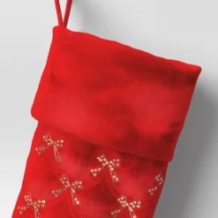 21" Christmas Sequins/Embroidery Bow Velvet Stocking Red - Wondershop™ -Christmas Supplies Store GUEST 040f3262 dfc7 4c75 99ad 2453510f5ed8