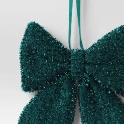 6.5" Christmas Tinsel Bow Ornament Dark Green - Wondershop™ -Christmas Supplies Store GUEST 04e9da63 ec39 4f9b b681 a1f59dc2134a