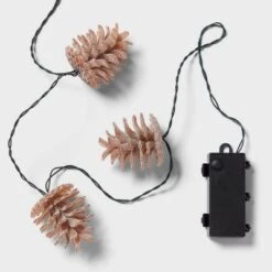 10ct LED Battery Operated Sugared Pinecone Christmas Indoor/Outdoor Novelty String Lights Warm White With Green Wire - Wondershop™ -Christmas Supplies Store GUEST 05149528 4890 4341 80da 7c6c6b6dfbe3