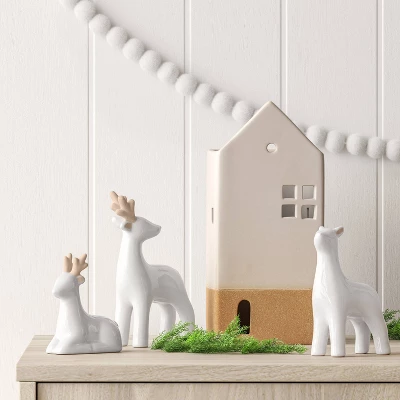 3ct Christmas Ceramic Deer Decor Set White- Wondershop™ 3 3ct Christmas Ceramic Deer Decor Set White- Wondershop™