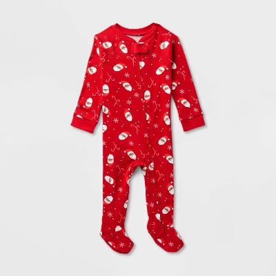 Baby Santa Print Ribbed Holiday Matching Family Footed Pajama - Wondershop™ Red 6 Baby Santa Print Ribbed Holiday Matching Family Footed Pajama - Wondershop™ Red - Image 4
