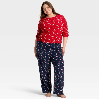 Women's Santa Print Microfleece Holiday Matching Family Pajama Pants - Wondershop™ Navy Blue 4 Women's Santa Print Microfleece Holiday Matching Family Pajama Pants - Wondershop™ Navy Blue - Image 2