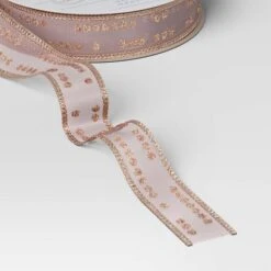 18' Christmas Modern Warmth Premium Ribbon Pink Glitter On Sheer - Wondershop™ -Christmas Supplies Store GUEST 13488ef1 9d58 46e2 88e4 ba2154538d42
