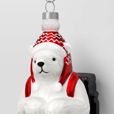 Christmas Glass Delivery Bear Ornament - Wondershop™ 4 Christmas Glass Delivery Bear Ornament - Wondershop™ - Image 2