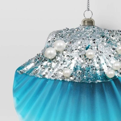 4.25" Christmas Plastic Scallop Ornament Aqua - Wondershop™ 4 4.25" Christmas Plastic Scallop Ornament Aqua - Wondershop™ - Image 2