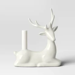 8.25" Taper Crackled Ceramic Deer Christmas Candle Holder White - Wondershop™ -Christmas Supplies Store GUEST 1b0b6c1a aaab 4e7b b928 934a44370456
