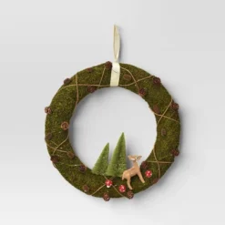 16" Battery Operated Lit Woodland Scene Moss Artificial Christmas Wreath Green - Wondershop™ -Christmas Supplies Store GUEST 202e8701 8458 4863 b6bc fdb43de32afe