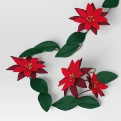 Christmas Fabric Poinsettia Garland Decor - Wondershop™ -Christmas Supplies Store GUEST 23f13a31 c77d 4418 b7a6 6eb6ad3ec739