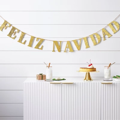 6' Wood 'Feliz Navidad' Christmas Word Garland Gold - Wondershop™: Horizontal Ready-to-Hang Decor 3 6' Wood 'Feliz Navidad' Christmas Word Garland Gold - Wondershop™: Horizontal Ready-to-Hang Decor