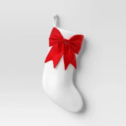 21" White Stocking With 3D Bow Decor - Wondershop™ -Christmas Supplies Store GUEST 2e0a57a5 fba7 45de a5e2 d5a8d67f5c2e