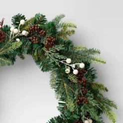 28" Mixed Greenery With White Berries With Pinecones Artificial Christmas Wreath Green - Wondershop™ -Christmas Supplies Store GUEST 31cfa1df c812 4827 8fda ecd3bf871e73