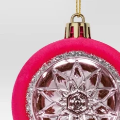 Christmas Flocking Ornament With Reflector Hot Pink - Wondershop™ -Christmas Supplies Store GUEST 31f2378e ee6c 4ae7 9d06 f2486b6eaff9