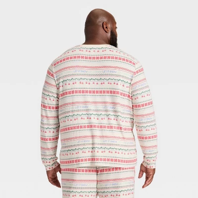 Men's "Let It Snow" Fair Isle Cozy Knit Long Sleeve Henley Holiday Matching Family Pajama Shirt - Wondershop™ Cream 3 Men's "Let It Snow" Fair Isle Cozy Knit Long Sleeve Henley Holiday Matching Family Pajama Shirt - Wondershop™ Cream