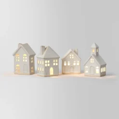 10pc Battery Operated Ceramic Christmas Village Set With Bottle Brush Trees - Wondershop™ White/Tan -Christmas Supplies Store GUEST 36a84834 e79f 47f5 a055 19b7a866e762