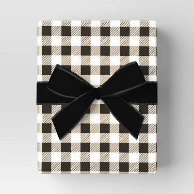 30” 25 Sq Ft Christmas Roll Wrap Cream/White/Black Gingham Check - Wondershop™ 3 30” 25 Sq Ft Christmas Roll Wrap Cream/White/Black Gingham Check - Wondershop™