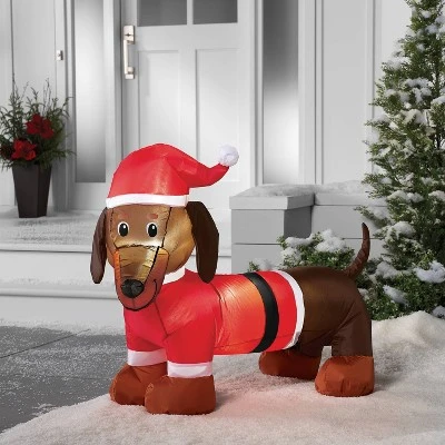 3.5' Christmas Indoor/Outdoor Lighted Inflatable Dachshund In Santa Suit - Wondershop™ 3 3.5' Christmas Indoor/Outdoor Lighted Inflatable Dachshund In Santa Suit - Wondershop™