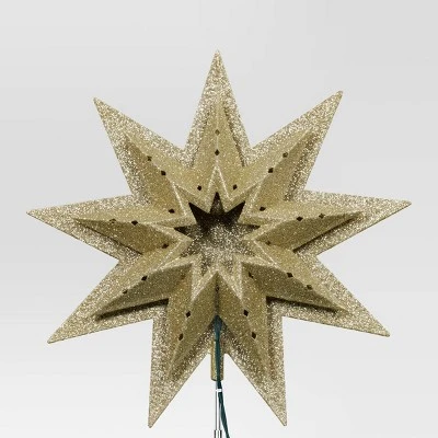 12" Lit-Plastic Gold Glitter Starburst Clear Incandescent Lights Christmas Tree Topper - Wondershop™ 5 12" Lit-Plastic Gold Glitter Starburst Clear Incandescent Lights Christmas Tree Topper - Wondershop™ - Image 3