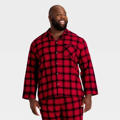 Men's Plaid Flannel Long Sleeve Shirt And Pants Holiday Matching Family Pajama Set - Wondershop™ Red/Black 4 Men's Plaid Flannel Long Sleeve Shirt And Pants Holiday Matching Family Pajama Set - Wondershop™ Red/Black - Image 2