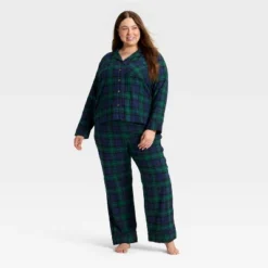 Women's Plaid Flannel Long Sleeve Shirt And Pants Holiday Matching Family Pajama Set - Wondershop™ Navy Blue -Christmas Supplies Store GUEST 461cf299 f9d7 43b2 9e71 de216c6079d3