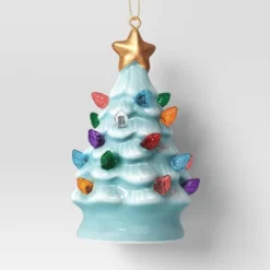 4" Christmas Lit Ceramic Retro Christmas Tree Ornament Blue - Wondershop™ -Christmas Supplies Store GUEST 5183a7f9 faf3 4129 af86 22b2051daf17