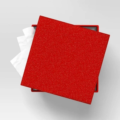 Christmas Wrap Essentials Medium Square Box Red Glitter - Wondershop™ 3 Christmas Wrap Essentials Medium Square Box Red Glitter - Wondershop™