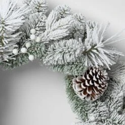 28" Flocked Mixed Greenery With Berries And Pinecones Artificial Christmas Wreath - Wondershop™ -Christmas Supplies Store GUEST 5962b487 937b 4fdb a323 292658ae0746