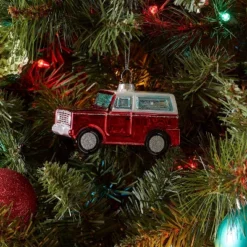 Glass SUV Christmas Tree Ornament Red - Wondershop™: Indoor Use, No Battery, 2.56" Height