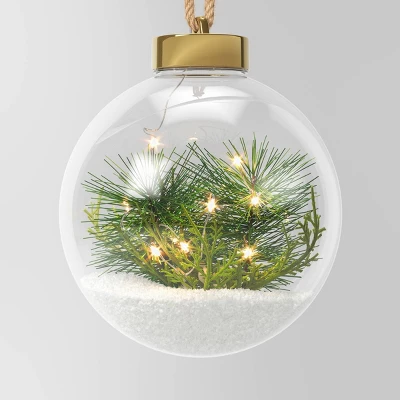 Battery Operated LED Globe With Faux Greenery Christmas Novelty Sculpture Light Warm White - Wondershop™ 6 Battery Operated LED Globe With Faux Greenery Christmas Novelty Sculpture Light Warm White - Wondershop™ - Image 4