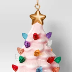 4" Christmas Lit Ceramic Retro Christmas Tree Ornament Pink - Wondershop™ -Christmas Supplies Store GUEST 637f6d91 3d1f 48e2 b8f5 f3436dd27614
