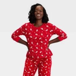 Women's Santa Print Ribbed Long Sleeve Holiday Matching Family Pajama Shirt - Wondershop™ Red -Christmas Supplies Store GUEST 65adab42 0d8c 4997 a75e ee11145fdeee