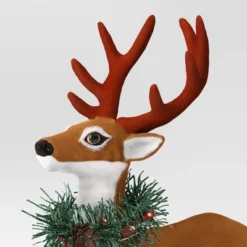 Flocked Standing Deer With Faux Greenery Christmas Animal Figurine - Wondershop™ Brown -Christmas Supplies Store GUEST 664fb770 33f8 44d5 ad50 39a1cb44ba4d