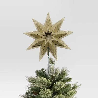 12" Lit-Plastic Gold Glitter Starburst Clear Incandescent Lights Christmas Tree Topper - Wondershop™ 4 12" Lit-Plastic Gold Glitter Starburst Clear Incandescent Lights Christmas Tree Topper - Wondershop™ - Image 2