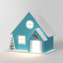 12pc Battery Operated Glittered Paper Christmas Village Set With Bottle Brush Trees And Snowmen - Wondershop™ White/Pink/Blue -Christmas Supplies Store GUEST 72bf1001 c78d 454b a5be 74d5504979eb