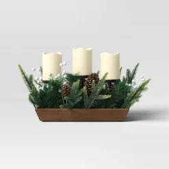 Battery Operated Flameless Pillar Candle And Black Candle Holder In Wood Tray With Faux Christmas Greenery - Wondershop™ 6 Battery Operated Flameless Pillar Candle And Black Candle Holder In Wood Tray With Faux Christmas Greenery - Wondershop™ -Christmas Supplies Store GUEST 73a08e8e 0e77 4294 b41d 9aff6e0adb6d