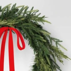 28" Christmas Led Mixed Norfolk And Cedar Wreath With Red Velvet Bow - Wondershop™ -Christmas Supplies Store GUEST 73d6f5b1 5fde 46fb a46b 0283fb96ec28