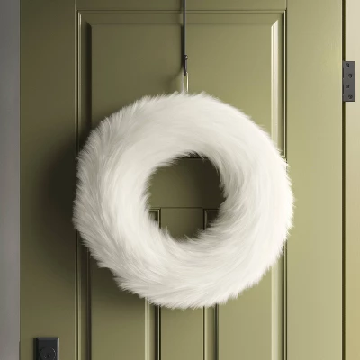 22" Faux Fur Christmas Decorative Wreath White - Wondershop™ 3 22" Faux Fur Christmas Decorative Wreath White - Wondershop™