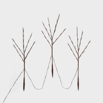 3ct LED Artificial Twig Christmas Stake Lights Warm White - Wondershop™: Birch Effect, 30" Height, Electric Powered Outdoor Pathway Decor 4 3ct LED Artificial Twig Christmas Stake Lights Warm White - Wondershop™: Birch Effect, 30" Height, Electric Powered Outdoor Pathway Decor - Image 2