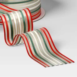 30' Christmas Fabric Ribbon Red White Green Striped - Wondershop™ -Christmas Supplies Store GUEST 7c2efd65 f495 4890 add2 2e5f43d8f9c8
