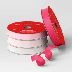 4 Pk Christmas Satin Ribbon Gift Packaging Accessories Pink/White - Wondershop™ -Christmas Supplies Store GUEST 7cda40c7 6161 4d4d b993 a8bbb8ff6f37