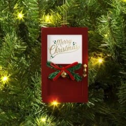 Christmas Wood Door "Merry Christmas" Ornament Red - Wondershop™