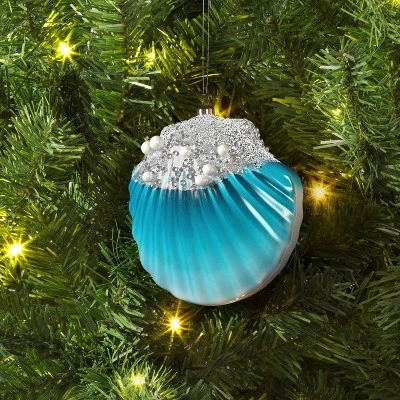 4.25" Christmas Plastic Scallop Ornament Aqua - Wondershop™ 3 4.25" Christmas Plastic Scallop Ornament Aqua - Wondershop™
