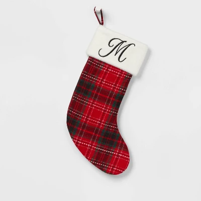 20" Plaid Monogram Christmas Holiday Stocking With Faux Fur Cuff Red/Green/White - Wondershop™ 17 20" Plaid Monogram Christmas Holiday Stocking With Faux Fur Cuff Red/Green/White - Wondershop™ - Image 15
