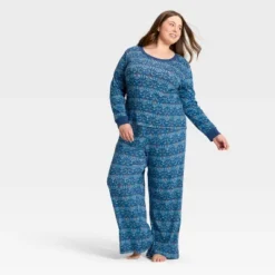 Women's Hanukkah Ribbed Long Sleeve Shirt And Pants Holiday Matching Family Pajama Set - Wondershop™ Blue -Christmas Supplies Store GUEST 886cfb8e db5e 4b53 8536 6866ae6b2f5a