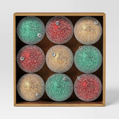 9ct 100mm Christmas Ornament Set Iced Green/Champagne/Red - Wondershop™ 4 9ct 100mm Christmas Ornament Set Iced Green/Champagne/Red - Wondershop™ - Image 2