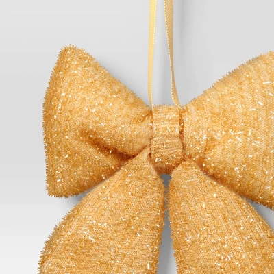 6.5" Christmas Tinsel Bow Ornament Gold - Wondershop™ 4 6.5" Christmas Tinsel Bow Ornament Gold - Wondershop™ - Image 2