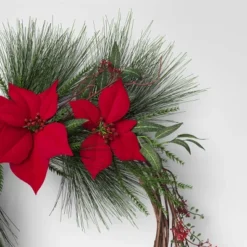 24" Poinsettia Flower And Vine Artificial Christmas Wreath Red - Wondershop™ 5 24" Poinsettia Flower And Vine Artificial Christmas Wreath Red - Wondershop™ -Christmas Supplies Store GUEST 92c68919 f565 4924 bd0e 3488dac5e37d