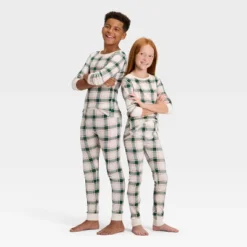 Kids' Plaid Ribbed Long Sleeve Shirt And Pants Holiday Matching Family Pajama Set - Wondershop™ Cream -Christmas Supplies Store GUEST 9c03cf33 a07b 4cc8 93d1 0774ce210ed8