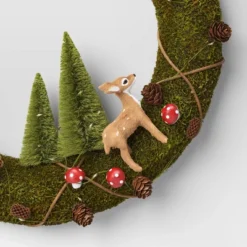 16" Battery Operated Lit Woodland Scene Moss Artificial Christmas Wreath Green - Wondershop™ -Christmas Supplies Store GUEST 9c1994a0 9368 4189 83c6 178983f48b11